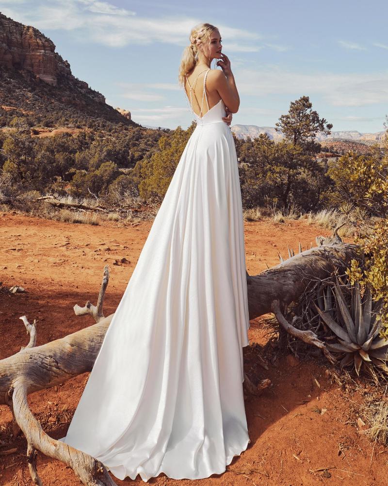 Lp2010 elegant simple wedding dress with pockets and a line silhouette2